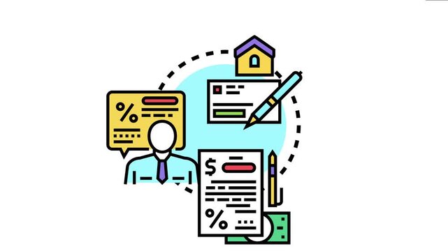 Customer interacting with financial documents and a house, symbolizing the pre approval process for obtaining a loan to buy real estate