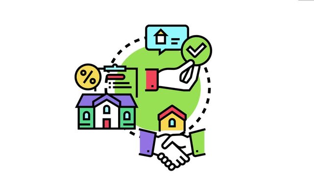Financial process an approved mortgage loan for buying real estate, involving paperwork, interest rates, and a handshake deal for securing property