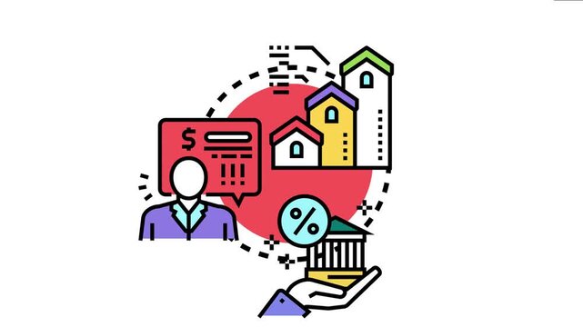 Financial manager providing consultation about principal sum for mortgage credit, discussing real estate property investment, house purchase, or bank lending terms for home acquisition