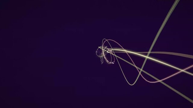 Abstract fiber line flight animation featuring glowing light trails and smooth flowing motion, creating an elegant energy effect. Perfect for futuristic backgrounds, technology presentations, motion g
