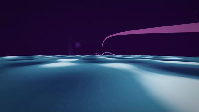 Abstract fiber line flight animation featuring glowing light trails and smooth flowing motion, creating an elegant energy effect. Perfect for futuristic backgrounds, technology presentations, motion g