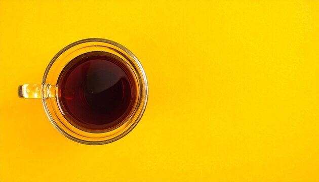 Clear glass measuring cup with molasses isolated on yellow background3