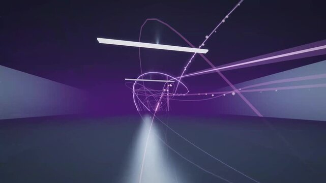 Abstract fiber line flight animation featuring glowing light trails and smooth flowing motion, creating an elegant energy effect. Perfect for futuristic backgrounds, technology presentations, motion g