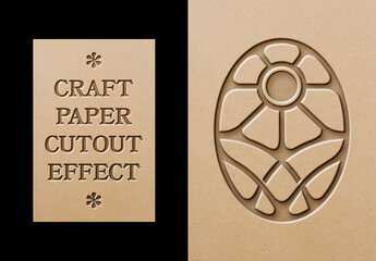 Vertical Cut Out Craft Paper Mockup For Branding And Print Design