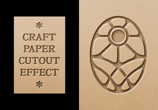 Vertical Cut Out Craft Paper Mockup For Branding And Print Design