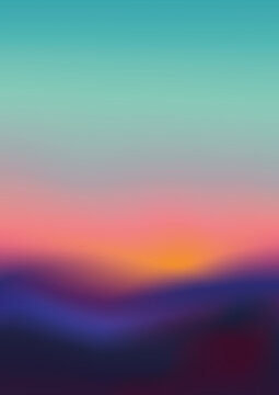 Abstract gradient with vibrant sunset hues blending into soft blues.