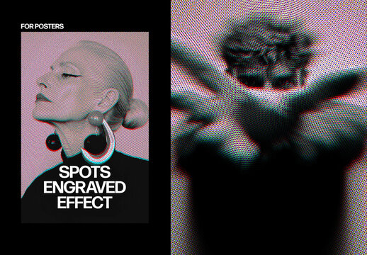 Vertical Engraved Spots Effect For Poster And Print Design