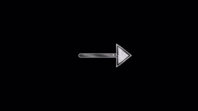 Minimalist hand drawn white arrow animation on black background.