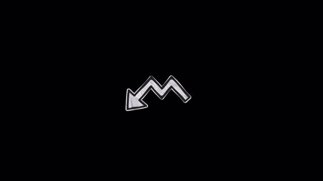 Minimalist white arrow icon pointing downwards on a plain black background.