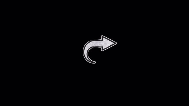 Minimalist white arrow icon rotating on a plain black background.