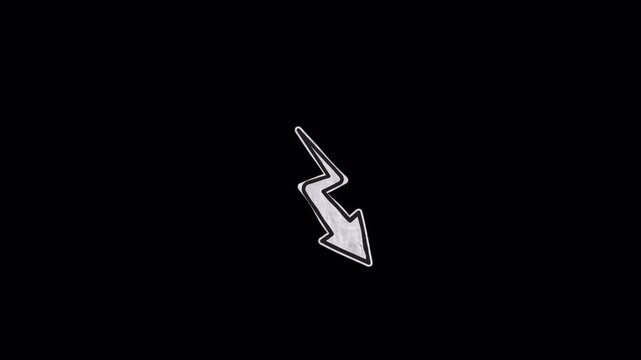 Minimalist White Lightning Bolt Icon Animation on Black Background.