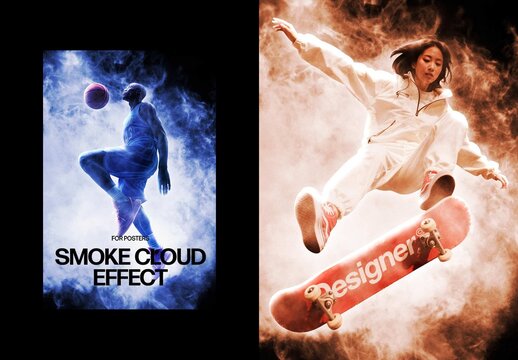 Vertical Smoke Cloud Effect For Poster And Print Design