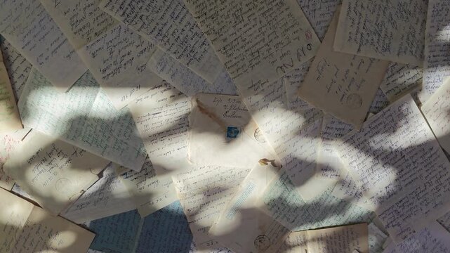 a large, overlapping collection of vintage handwritten letters