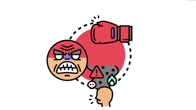 Illustration depicting localized political conflict, showing elements of violence, anger, and social unrest, representing civil discord and struggle within a community