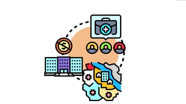 Vector depicting local community members and organizations collaborating to support nonprofit initiatives, fostering social responsibility and regional development