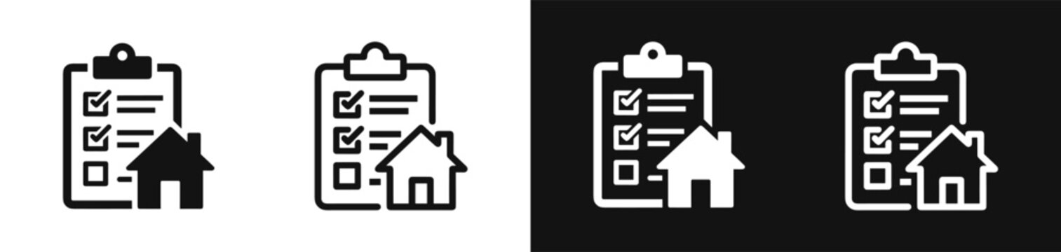 Real estate checklist icon set, housing inspection and property check vector design