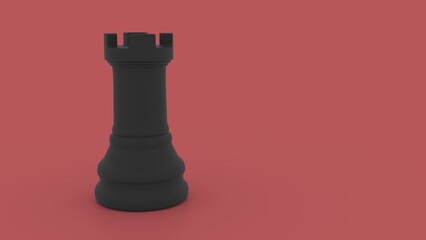 Black Chess Rook Piece On Red Background © Manu