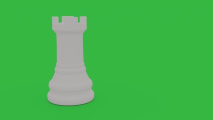 White Chess Rook Piece On Green Background © Manu