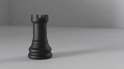 Chess Rook Piece On Gray Studio Background © Manu