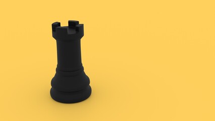 Chess Rook Piece On Yellow Background © Manu