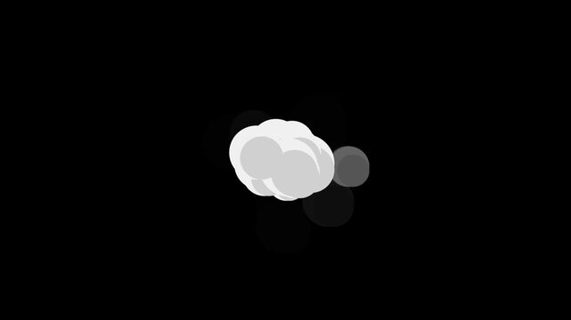 Cartoon smoke puff animation on black background