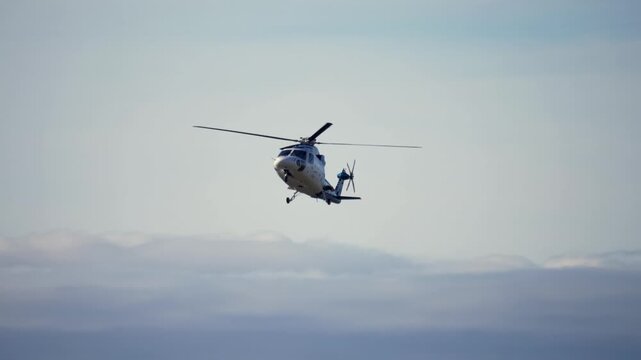 Sikorsky S-76 Helicopter Flying with Extended Landing Gear TRACK