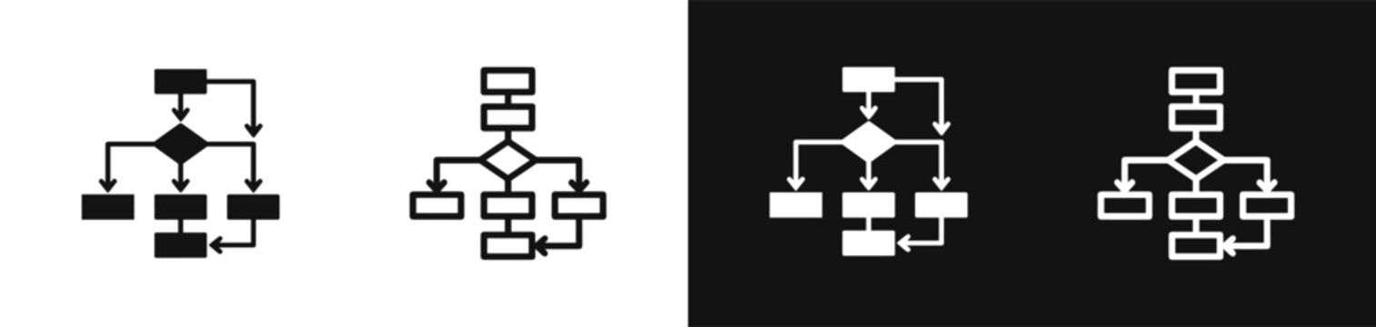 Algorithm flowchart process diagram icon set, business strategy