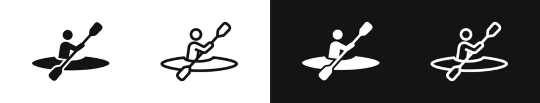 Man kayaking sport vector icon set illustration