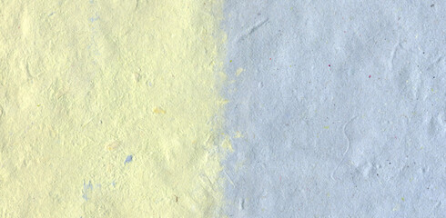 Fototapeta premium Pale Yellow and Powder Blue Recycled Paper Texture with Uneven Color Boundary