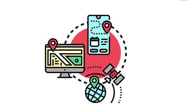 Global positioning technology connecting devices for accurate navigation. Tracing routes. And identifying points of interest on digital maps. Representing efficient parcel delivery or travel planning