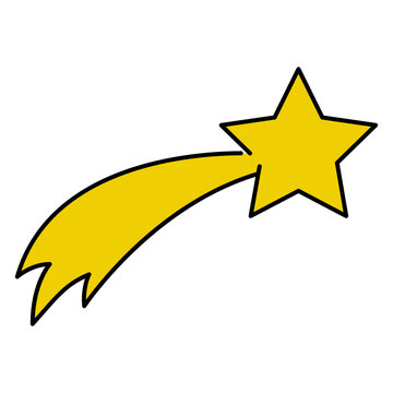 Tiempo de Navidad. Dibujo sencillo con l&iacute;neas y relleno de color amarillo de la estrella navide&ntilde;a de Bel&eacute;n para tarjetas y felicitaciones 