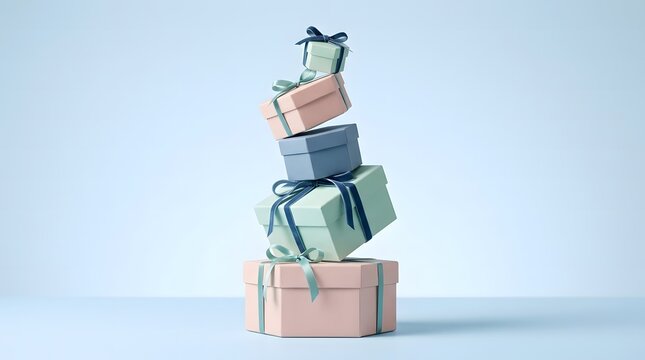 A festive stack of beautifully wrapped gifts symbolizing the joy and generosity of the christmas season