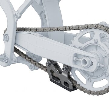 Lower Chain Guide Guard Mounted on Motorbike Swingarm 3D Visual
