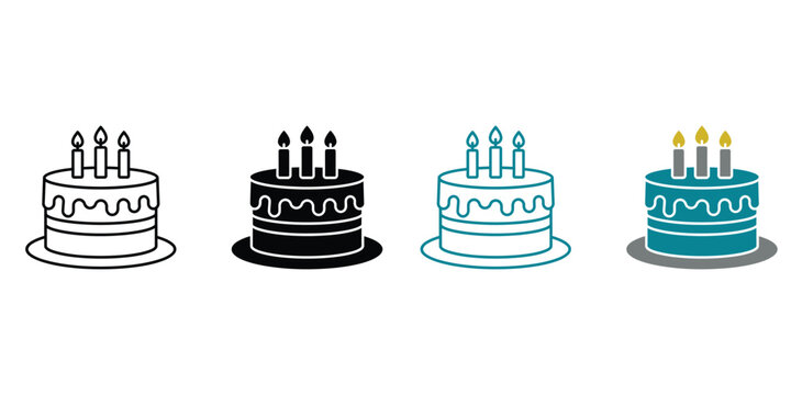 Birthday cake vector icons set