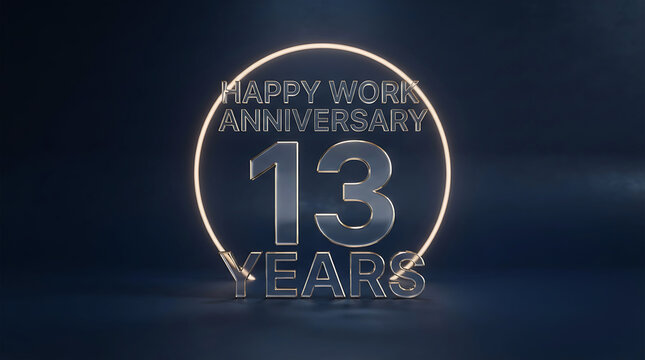 Futuristic digital rendering of number thirteen within glowing circular light frame