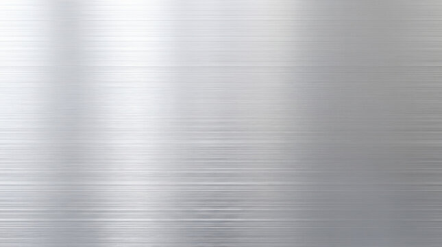 Brushed metal texture stainless steel silver background polished aluminum iron panel metallic surface horizontal lines abstract industrial empty template flat lay