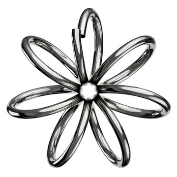 Metallic flower shape with interlocking rings abstract industrial