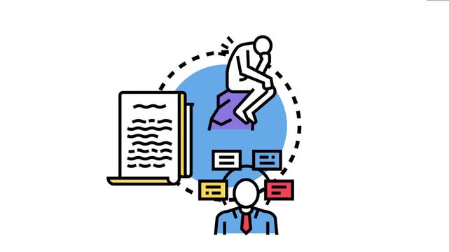 Business person processing information, making decisions, and planning solutions while a thinker contemplates ideas, symbolizing deep analysis and smart problem solving