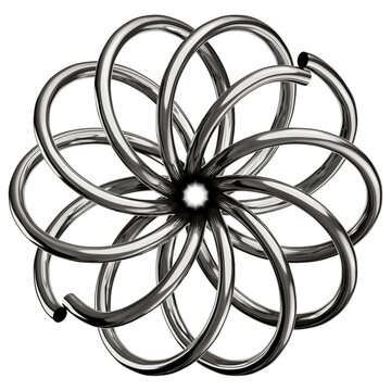 Metallic spiral flower shape abstract geometric pattern