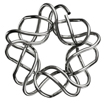 Intertwined metallic wire ring abstract geometric ornament