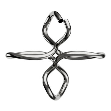Intertwined metallic wire sculpture abstract industrial geometry