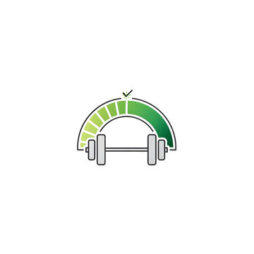 Fitness Progress Bar with Barbell Icon PNG
