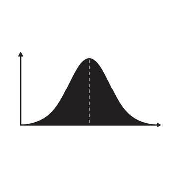 Bell curve silhouette on a white background a statistical distribution graphic gaussian