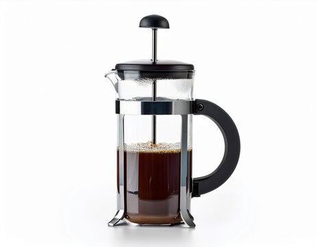french press coffee maker isolated on white background
