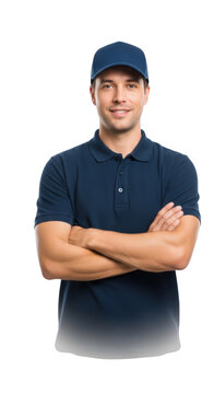 Young man wearing blue cap and polo.
