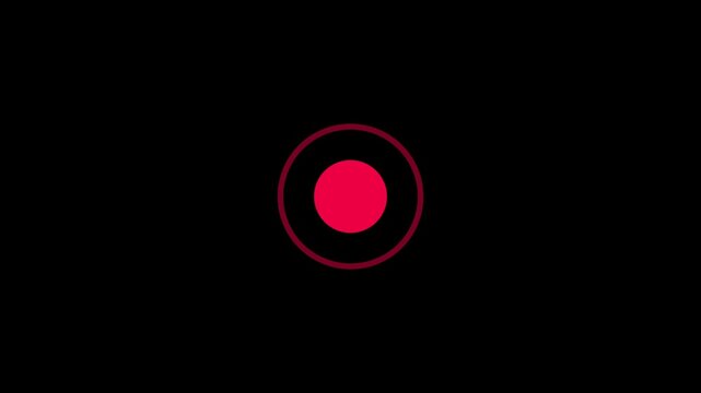 Red recording button icon animation with pulsing circle video capture and live record concept
