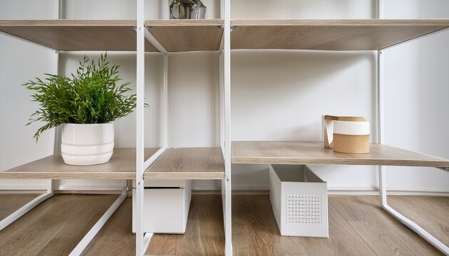 minimalist white modular wall mounted shelving unit