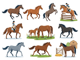 Obraz premium Diverse Collection Of Horses And Equestrian Activities Showcasing Grace And Movement
