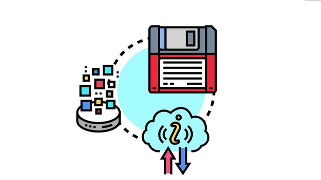 Digital archives concept data migration from old storage media to modern cloud solutions, ensuring secure and accessible information preservation