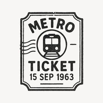 Vintage metro ticket illustration.